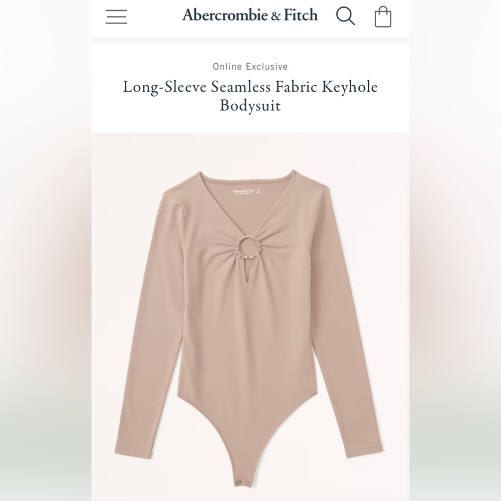 Abercrombie Long-Sleeve Seamless Fabric Keyhole Bodysuit Size Small
